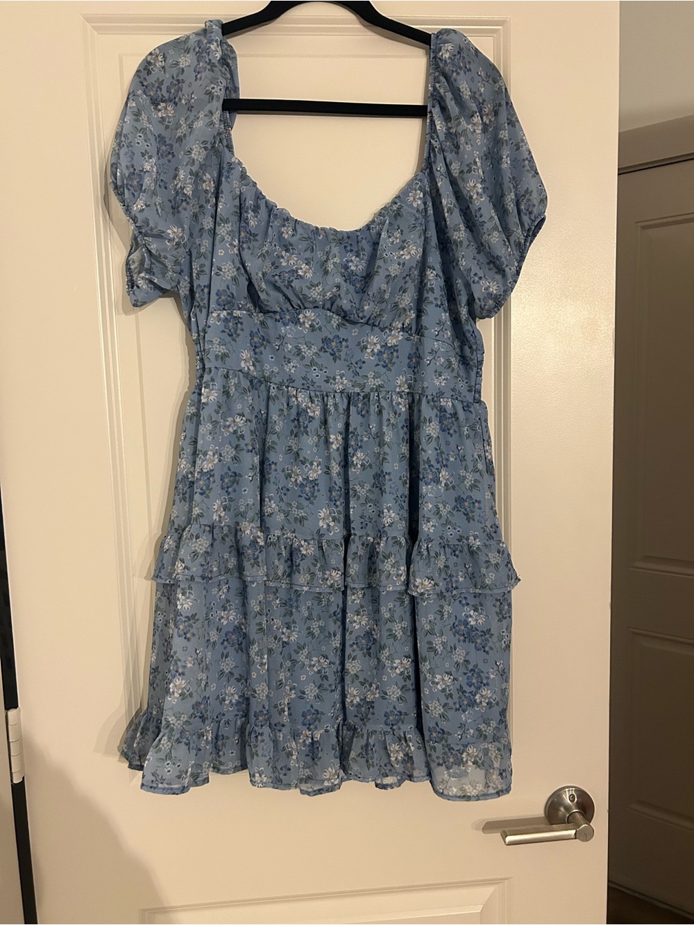 Altar'd State Dusty Blue Floral Midi Dress